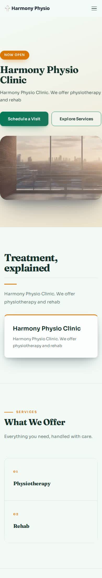 Mobile example Nafach site for Harmony Physio Clinic