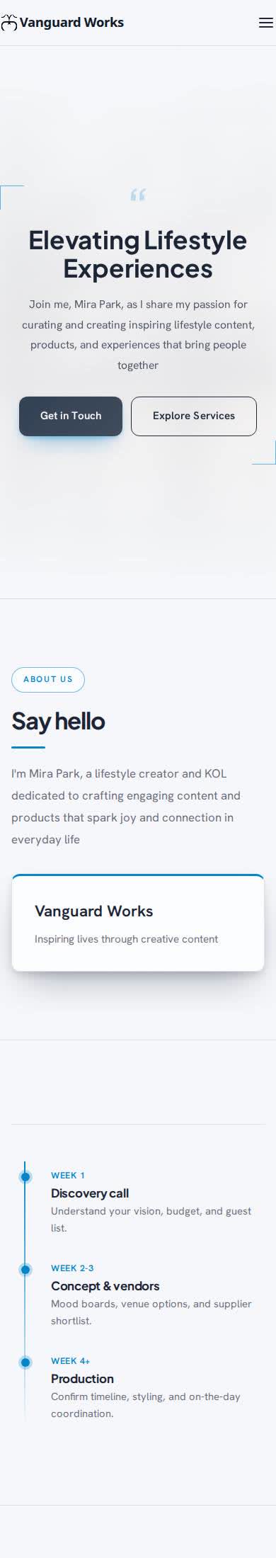Mobile example Nafach site for Mira Park KOL portfolio
